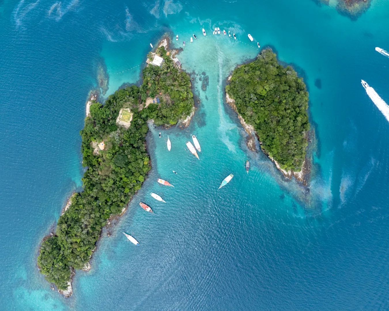 The drowned-valley islands of Angra dos Reis, the northern reach of the same bay that fronts Paraty.