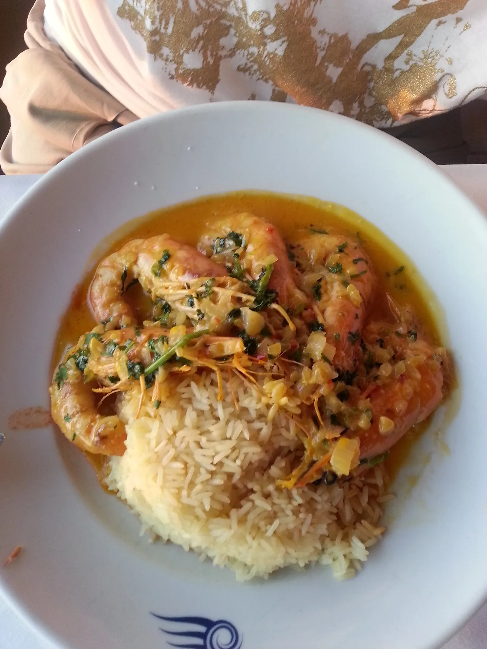 Local shrimp, cooked in the shell to keep them sweet and firm.