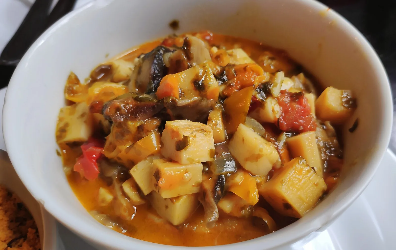 A vegetable moqueca: the same technique without the seafood, a reminder that this is a method as much as a dish.