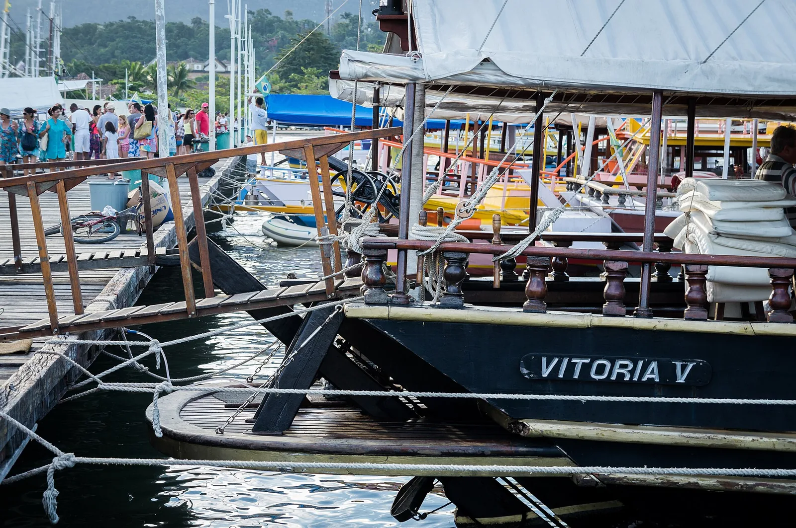 The Bay of Paraty on a settled afternoon — the Costa Verde's calmest, clearest water comes outside the rainy summer.