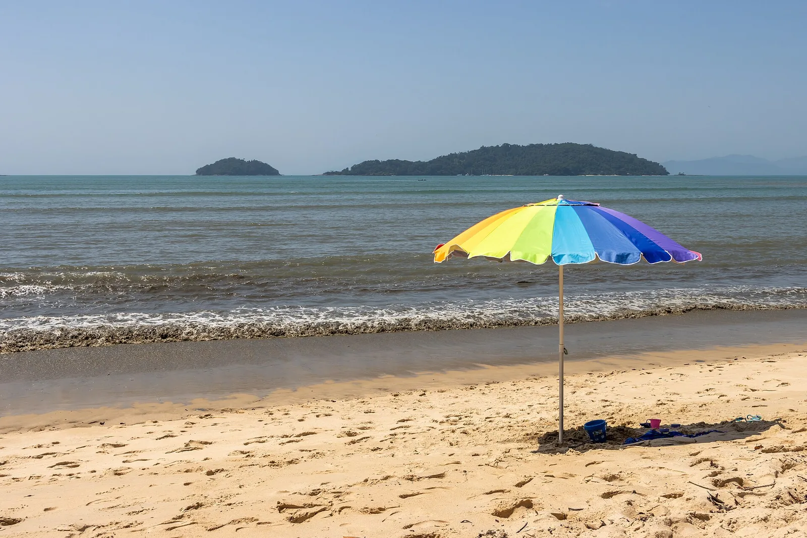 A sheltered bay beach near Paraty, where the water shelves gently and small children can wade out a long way and still be standing.